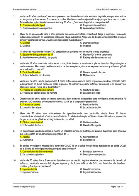 Examen Enam Var N De A Os Que Hace Semanas Presenta