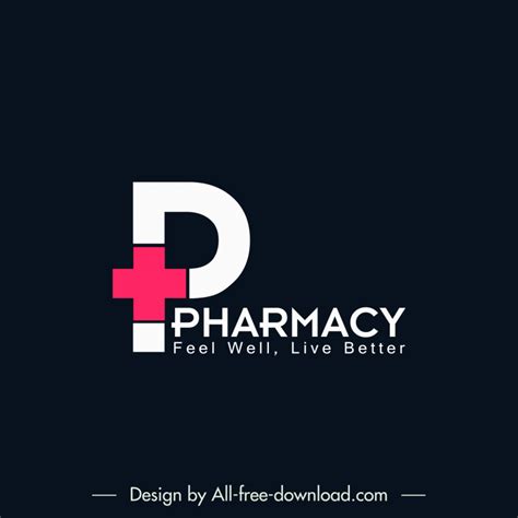 Logo Pharmacy Template Flat Cross Shape Stylized Text Sketch Contrast