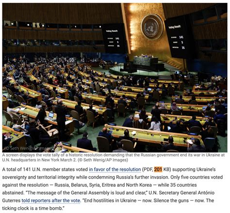 141 Countries Vote At United Nations On Behalf Of Ukraine With PDF 201