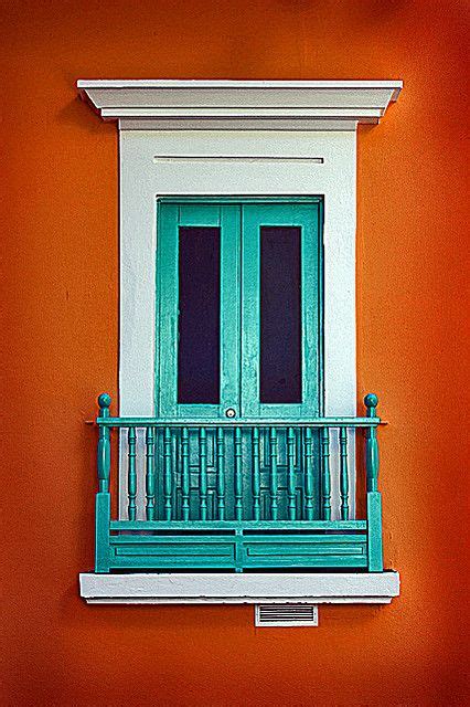 Orange Wall and Green Door in San Juan Balcony