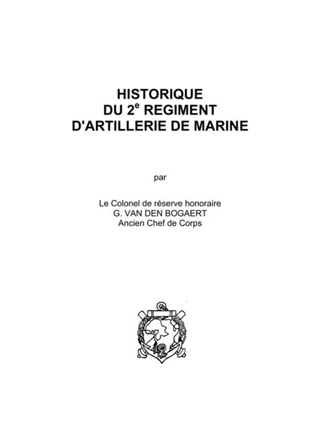 Historique Du Regiment D Artillerie De Marine