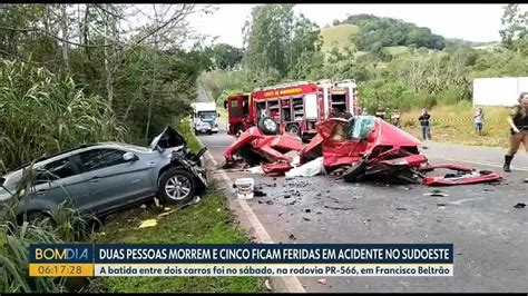 Duas Pessoas Morrem E Cinco Ficam Feridas Após Dois Carros Baterem De Frente Na Pr 566 Oeste E