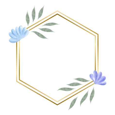 Floral Watercolor Frame Hexagon PNG SVG Design For T Shirts