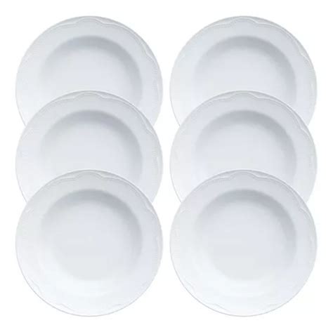 Juego De 6 Platos Hondos Germer De Porcelana Blanca Para Sopa Cottage