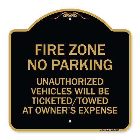 Signmission Designer Series Sign No Parking Sign Fire Zone