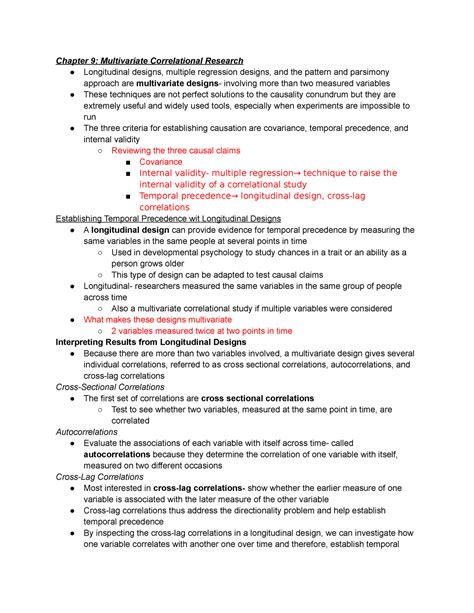 Chapter 9 Notes Chapter 9 Multivariate Correlational Research