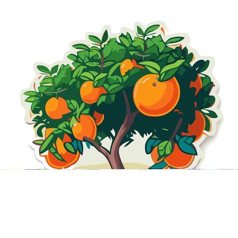 An Orange Tree Sticker With Oranges Clipart Vector Orange Tree Orange