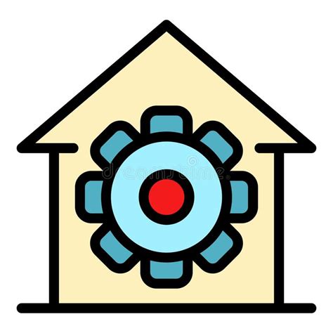 Engranar En Un Vector De Contorno De Color De Icono De La Casa