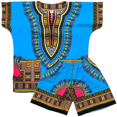 Light Blue Toddler Kids African Dashiki Shirt & Short Set 1 - Dashiki ...