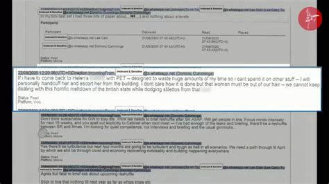 Dominic Cummings discusses Helen MacNamara Whatsapp during Covid Inquiry