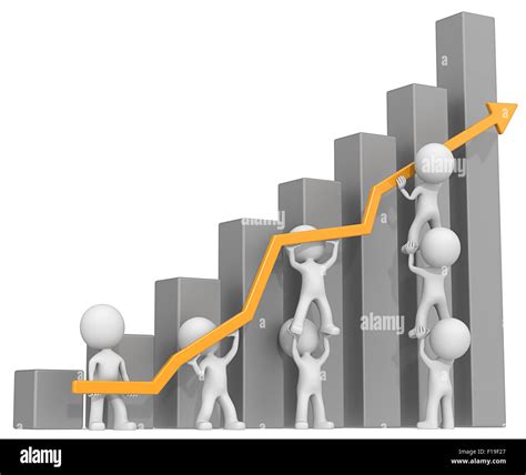 Dude 3d Characters X7 Business People Pushing Up Orange Graph Dark