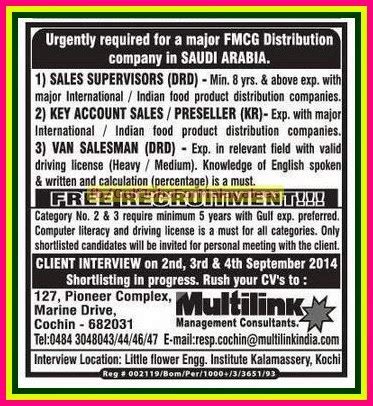 Major FMCG Distribution Co Jobs In Saudi Arabia Free Recruitment