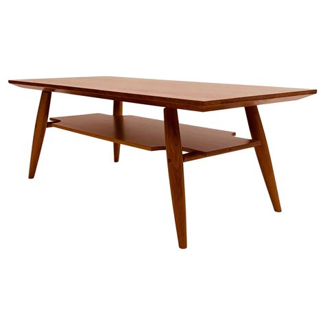 Mid-Century-Inspired Coffee Table with Shelf in Cherry For Sale at 1stDibs