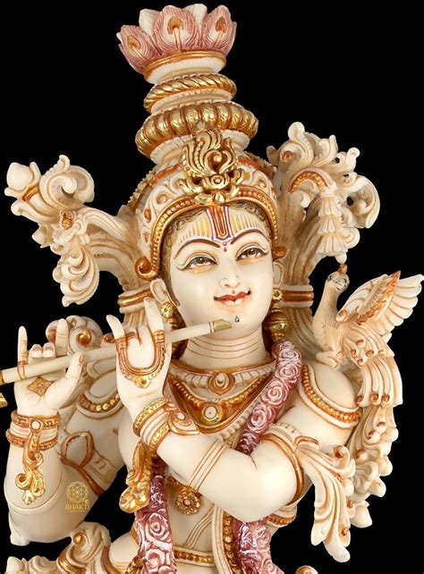 Buy Big Large Krishna Statue Marble Dust Hand Painted Lord Online In