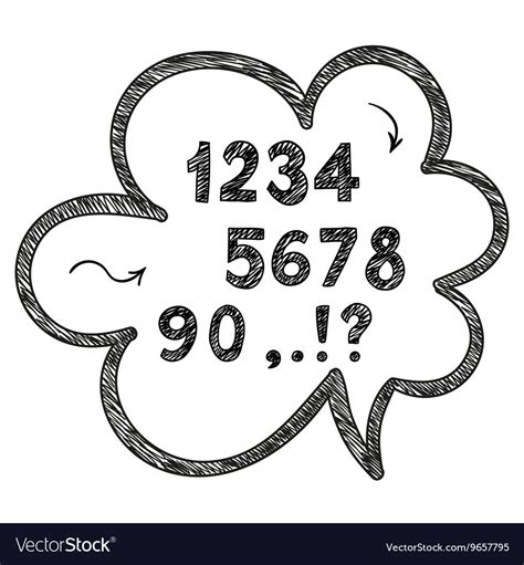 Hand Drawn Doodle Numbers Mathematical And Vector Image