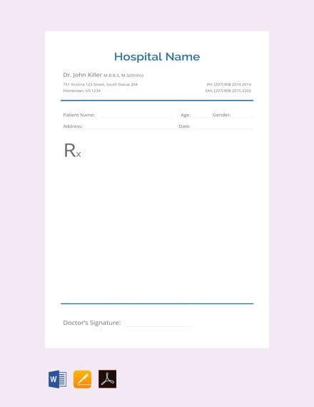 Prescription Pad Template Word Free Printable Templates