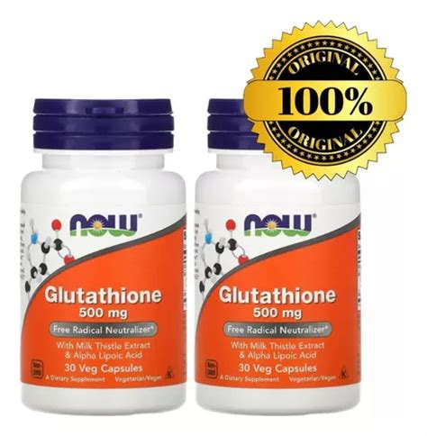 Kit 2 Potes Glutathione 500 Mg 30 Caps Now Foods Parcelamento Sem Juros