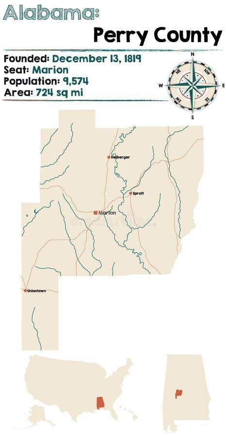 Map Of Perry County In Alabama Stock Vector - Illustration of geography ...