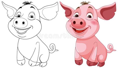 Two Pigs, Colored and Outlined Stock Vector - Illustration of children ...