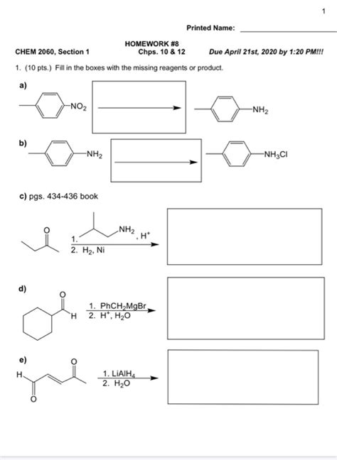 Solved Printed Name Homework Chem Section Chps Chegg