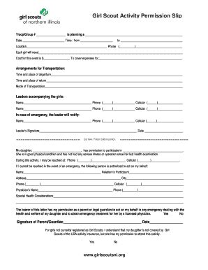 Girl Scout Permission Form