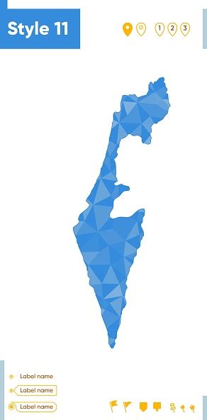 Israel Blue Low Poly Map Polygonal Map Outline Map Vector Illustration