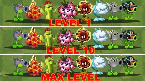 Every Plant Level 1 Vs Level 10 Vs Max Level Pvz 2 Plant Vs Plant V