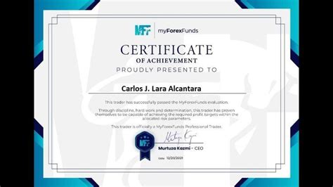 My Certificado De Trader Fondiado De MFF Certificate Of Achievement