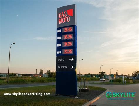 Gasoline Station Pylon Sign With Price Board Skylite Advertising