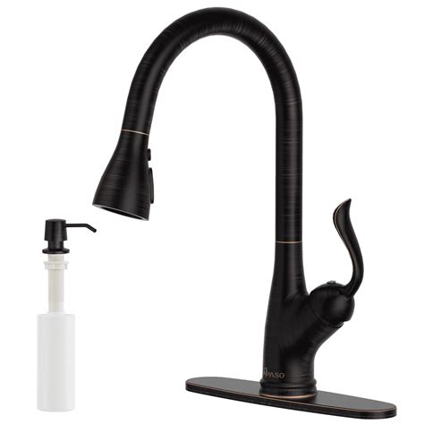 Appaso Pull Down Kitchen Faucet Single Handle High Arc Oil Rubbed Bronze With Soap Dispenser