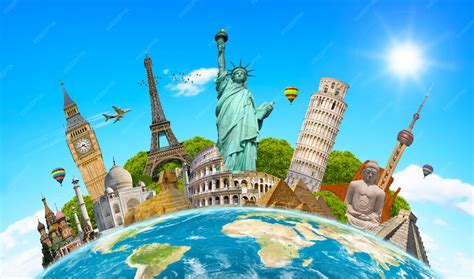 famous landmarks   world surrounding planet earth premium photo