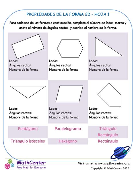 Tercer Grado Hojas De Aprendizaje Figuras Geometricas Math Center