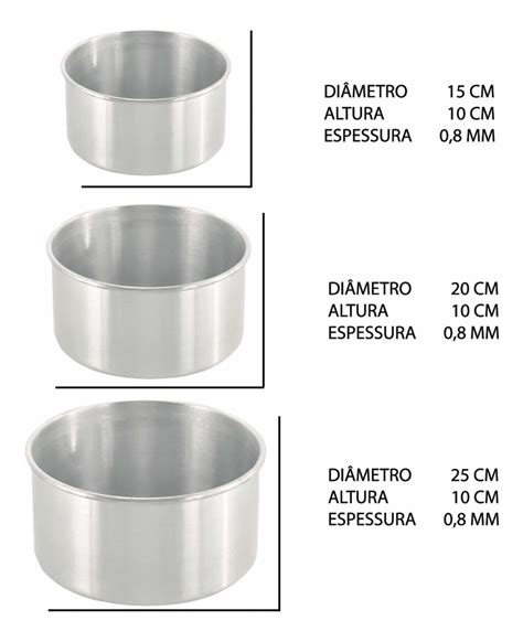 Kit Formas De Bolo Redonda Alta Cm Alum Nio Fort Mercado Livre