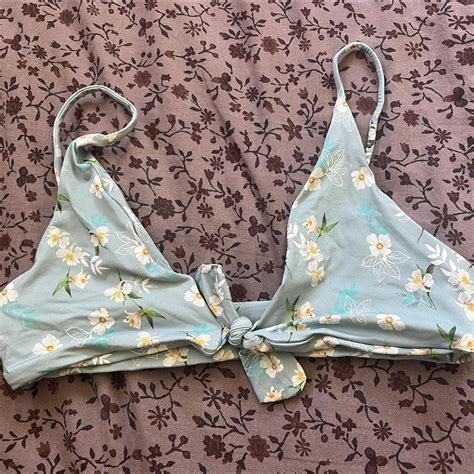 San Lorenzo Bikini Top Blue Flower Pattern Super Depop