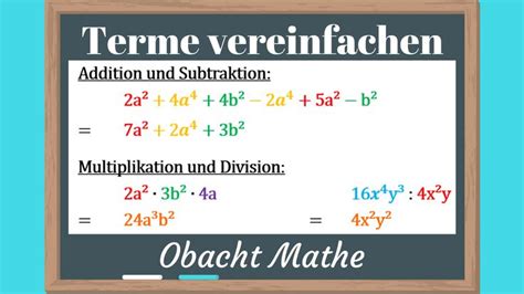 Terme Vereinfachen Terme Zusammenfassen Mathe Mathematik Lernen