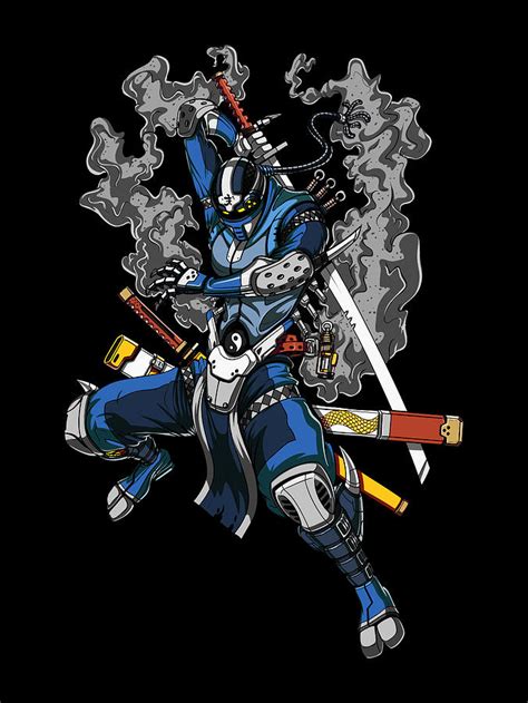 Robot Ninja Samurai Digital Art by Nikolay Todorov - Pixels