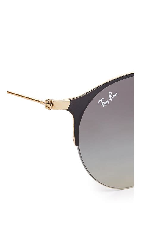 Ray Ban Phantos Round Semi Rimless Sunglasses In Blackgrey Gray Lyst