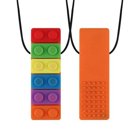 1pc Sensory Chew Necklace Brick Chewy Kids Silicone Biting Pencil