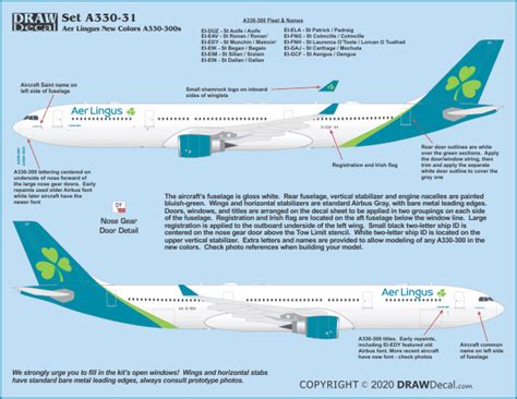 Aer Lingus 2019 Colors A330 300s Released Draw Decal