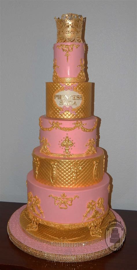 Royal Princess First Birthday Cake Gold And Pink Birthday Cake Pink