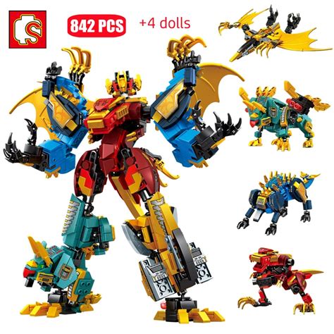 Sembo In Transforming Robot Mecha Building Blocks Kits Dinosaur World