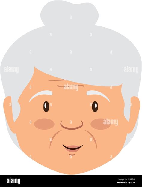 Cute Grandmother Head Avatar Character Vector Illustration Design Stock