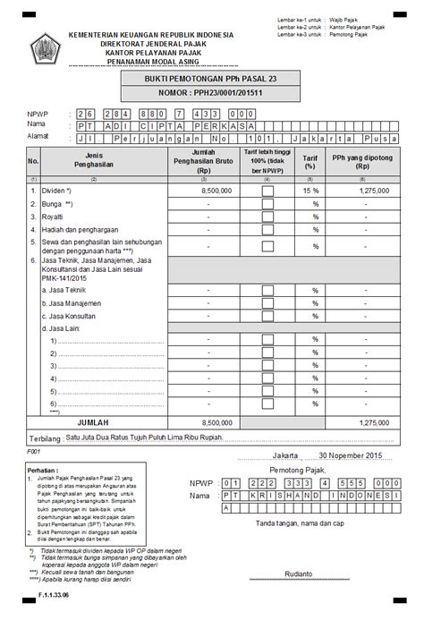Software Bukti Potong PPh 23, PPh 4 Ayat 2, PPh 22, PPh 15