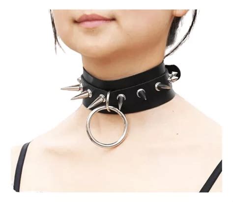 Gargantilla Collar Gotico Cuero Punk Rock Dark Picos Moda Meses Sin