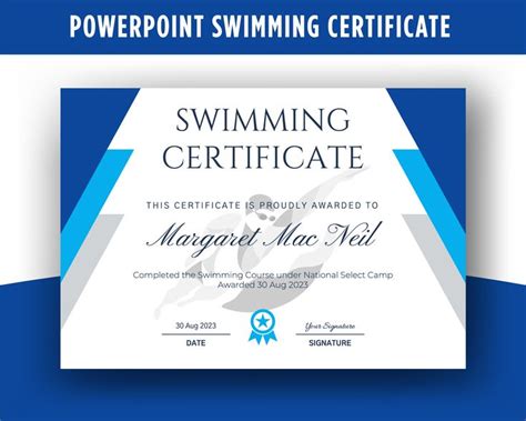 Swimming Certificate-20, Swimming Award, Swimming Achievement ...