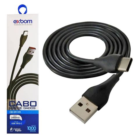 Cabo Tipo C Usb C A Turbo Emborrachado Exbom Cbx U C Tc Preto M