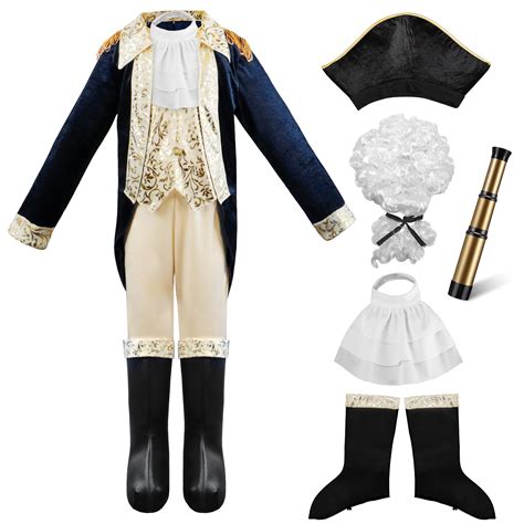 Kids George Washington Costume With Wig and Hat Accessories, Boys
