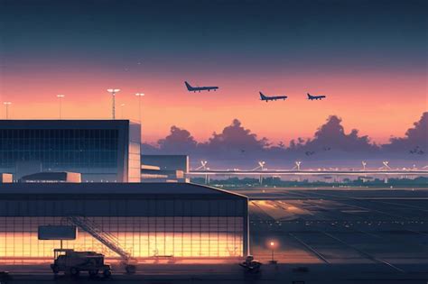 Premium Photo Anime Style Airport