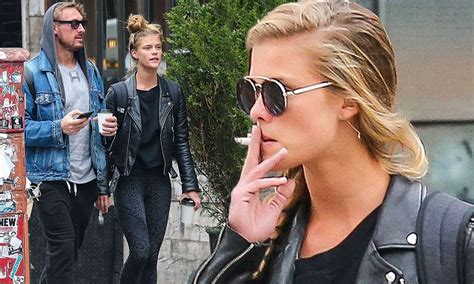 Nina Agdal Puffs On A Cigarette As She Goes For Tough Look In Leather