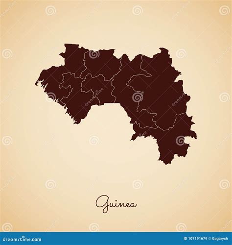 Guinea Region Map Retro Style Brown Outline On Stock Vector